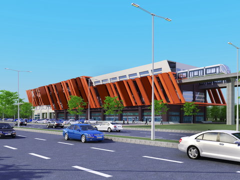  现代地铁站3d模型 