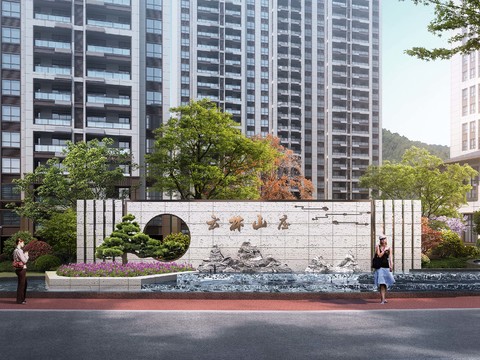  小区住宅大门psd 