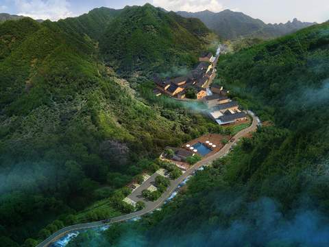  现代园林景观鸟瞰psd 