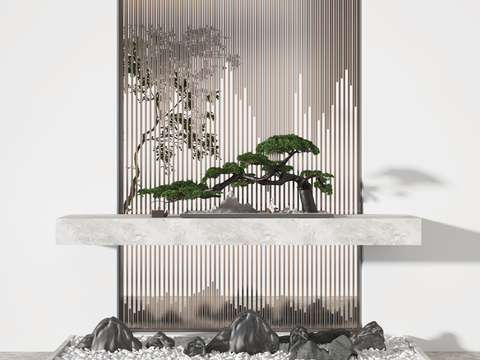  新中式玄关装饰小品摆件3d模型 