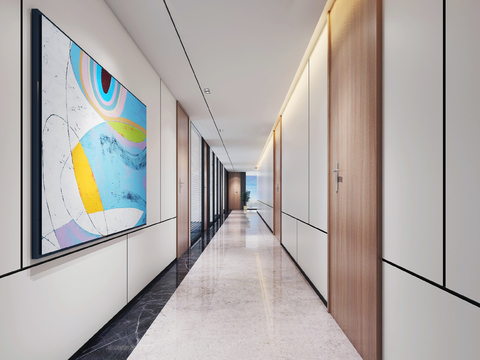  现代走廊过道3d模型 