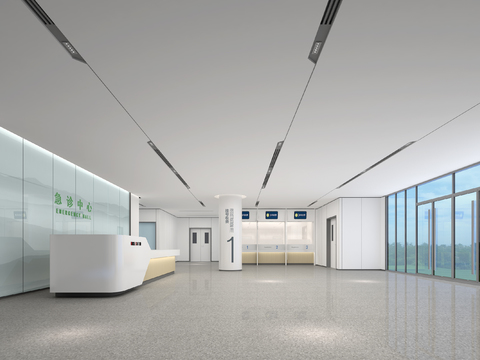  现代医院急诊大厅3d模型 