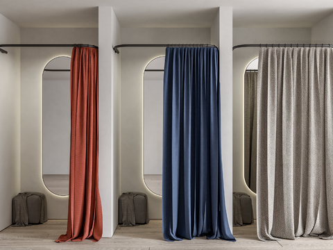  服装店 试衣间 拉帘3d模型 