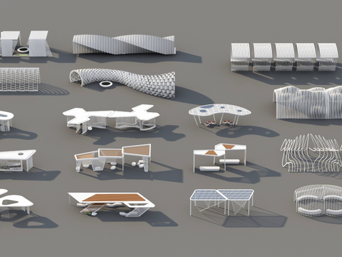  异形长廊 景观廊架3d模型 