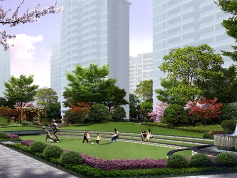  小区公园景观psd 