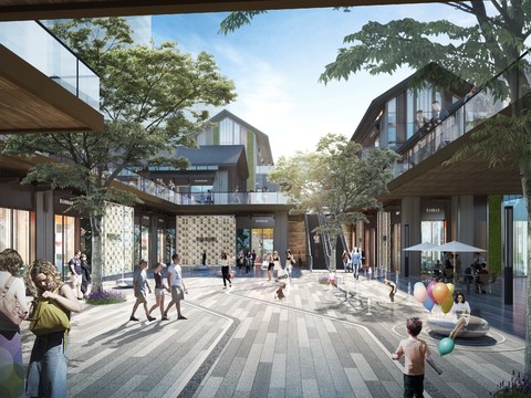  现代商业街中庭psd 