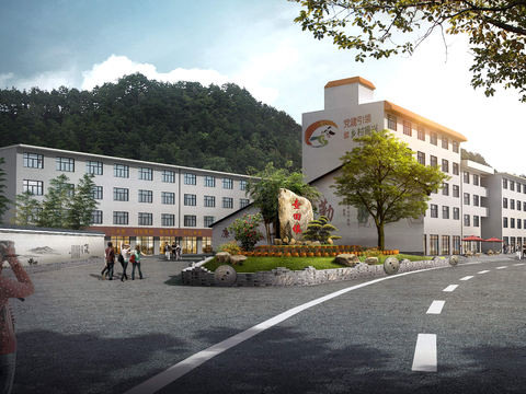  现代办公楼外观psd 