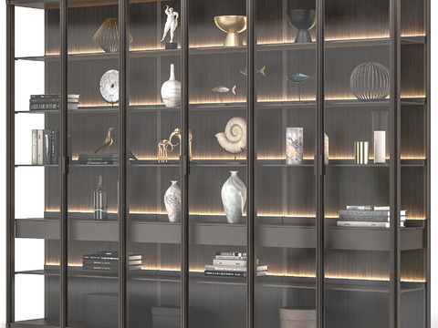  Poliform 玻璃书柜 陈列柜d模型 