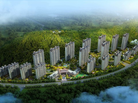  小区住宅鸟瞰psd 