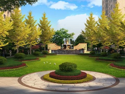  现代公园园林景观psd 