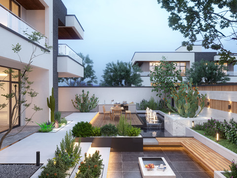  别墅庭院 阳台花园3d模型 