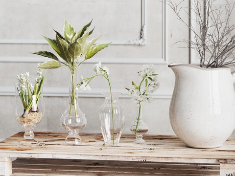  花瓶 花艺 水生植物3d模型 