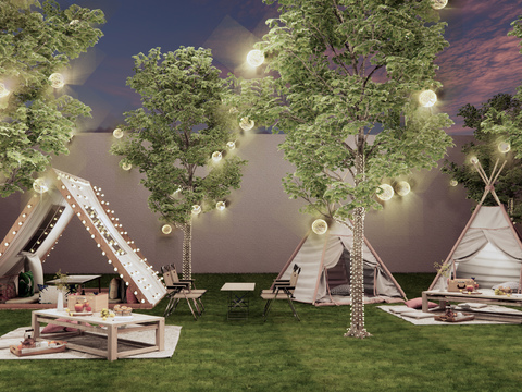  现代户外露营天幕帐篷3d模型 