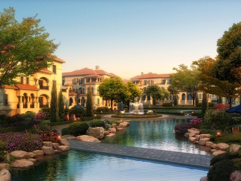  欧式小区景观psd 