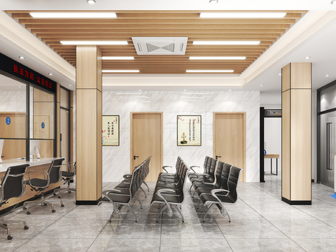  法院服务大厅 叫号厅3d模型 