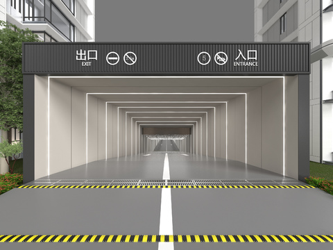  停车场入口3d模型 
