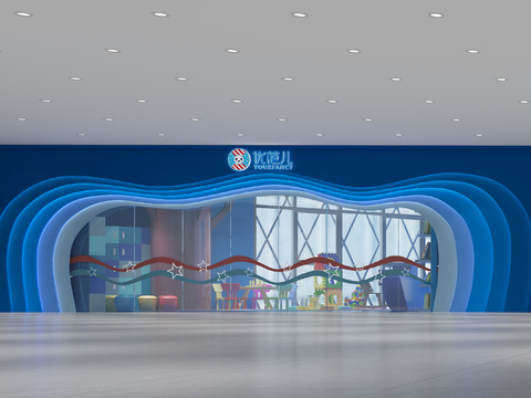  现代儿童早教中心幼儿园前台3d模型 