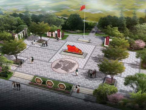  现代公园景观鸟瞰psd 