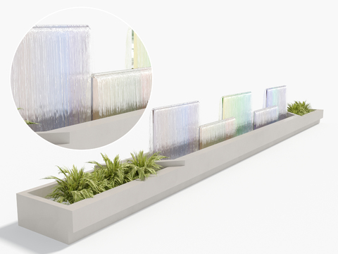  水幕景观 喷泉流水3d模型 