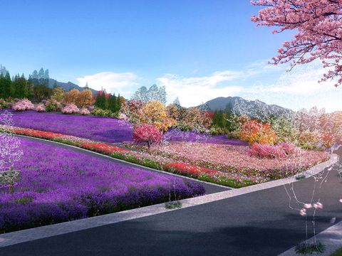  现代花海公园psd 