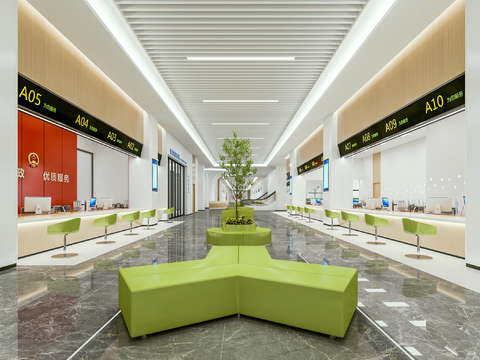  现代政务服务大厅3d模型 