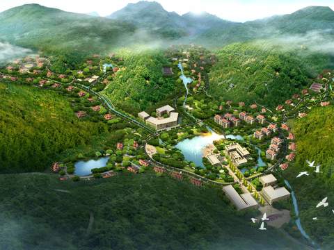  现代湿地公园鸟瞰psd 