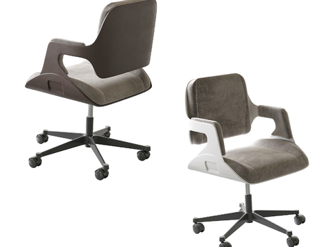  现代绒布办公转椅3d模型 