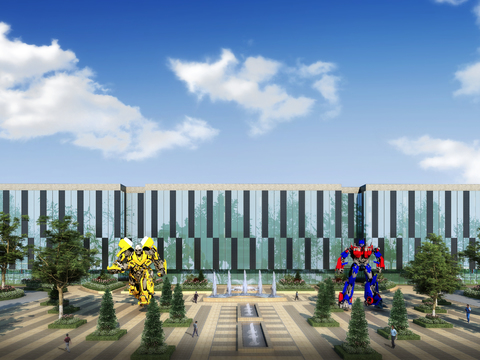  喷泉广场景观3d模型 