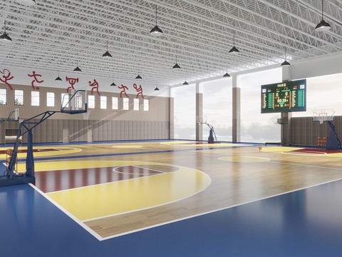  现代篮球场 球馆3d模型 