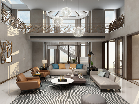  现代别墅大堂3d模型 