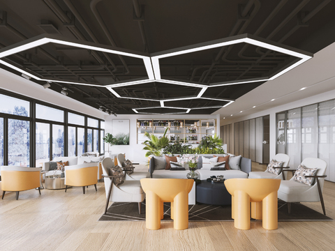  现代办公空间茶水间3d模型 