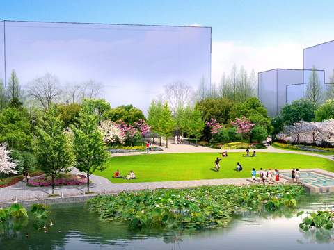  现代公园景观psd 