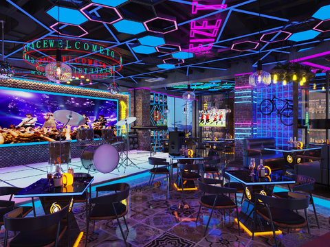  工业风酒吧3d模型 