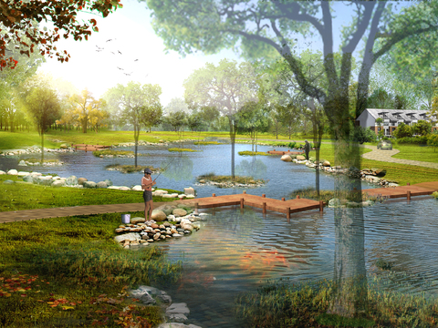  现代园林景观psd 