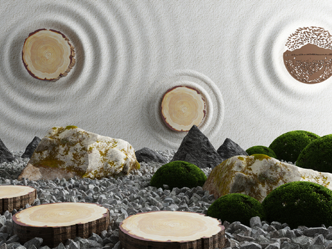  新中式枯山水小品3d模型 