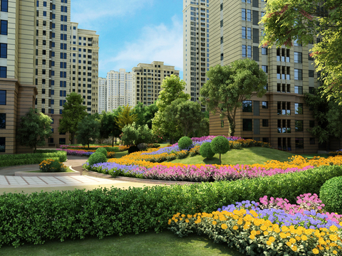  现代小区园林景观3d模型 