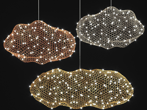  现代云朵造型LED艺术吊灯3d模型下载 客厅餐厅星空灯饰装饰 酒店装饰吊灯设计 