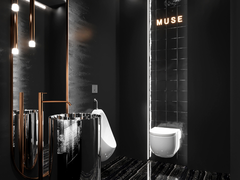  暗黑风酒吧卫生间3d模型 