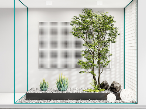  现代庭院植物小品3d模型 