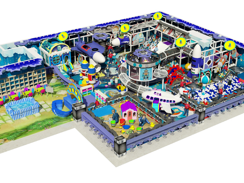  现代科幻主题儿童乐园游乐设施3d模型 