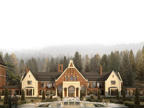  欧式别墅景观psd 