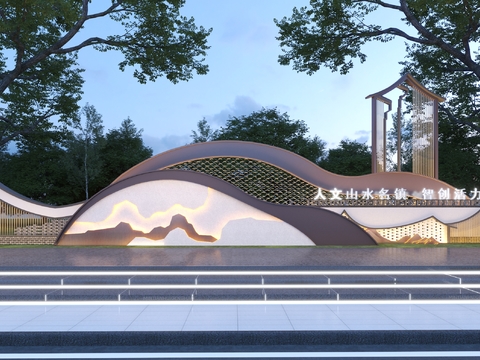  山水景墙 雕塑小品3d模型 