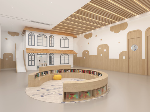  北欧幼儿园游乐区3d模型 