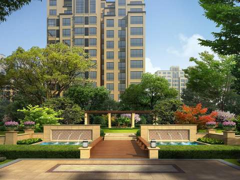  现代小区公园园林景观psd 