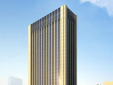  现代办公楼建筑外观psd 