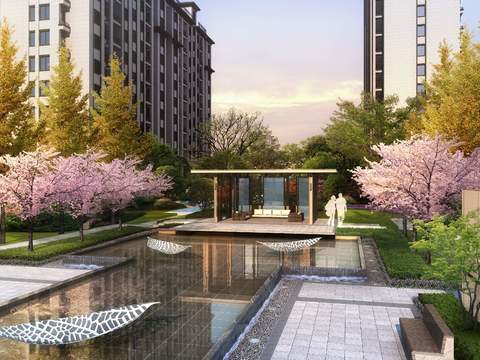  现代未来小区景观psd 