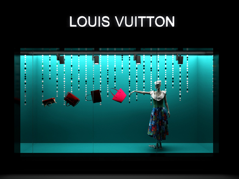  现代服饰包包橱窗3d模型 