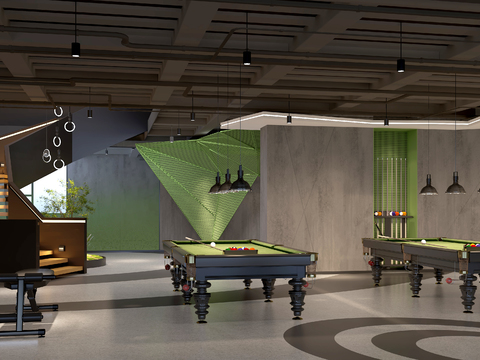  台球厅 桌球馆3d模型 