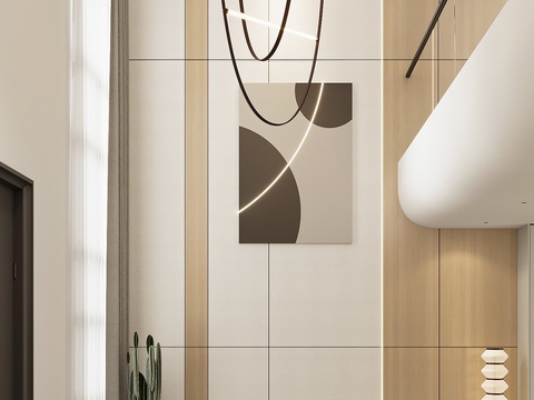  现代复式公寓客餐厅3d模型 