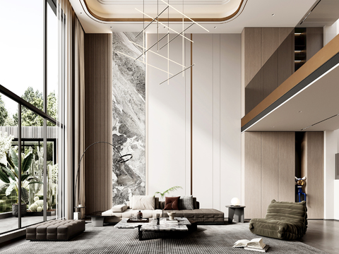  别墅客厅 别墅大堂3d模型 